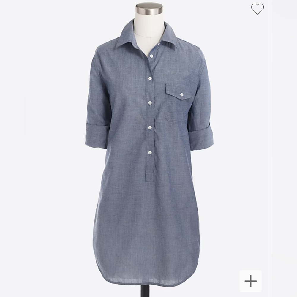 J. Crew Chambray Tunic with Roll Up Sleeves